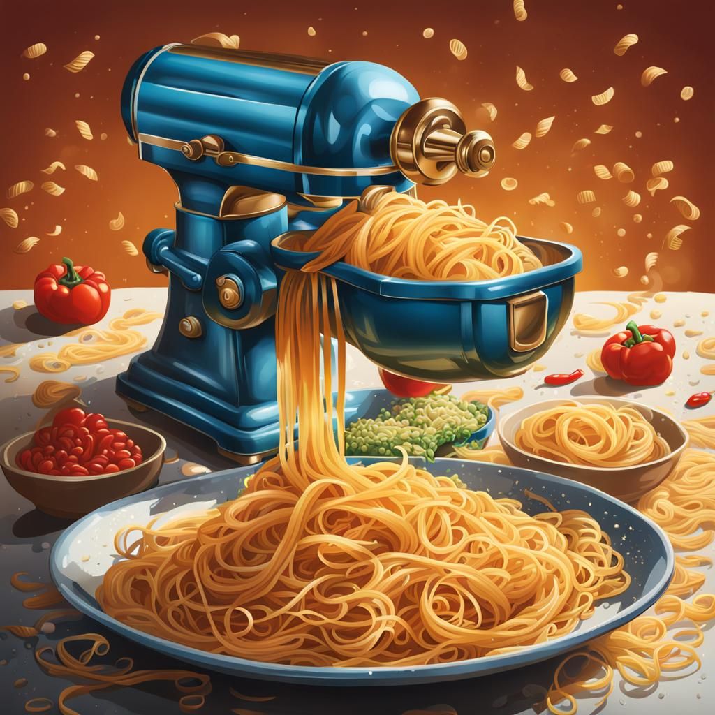 Hyperrealistic Pasta Bowl with Pepper Mill
