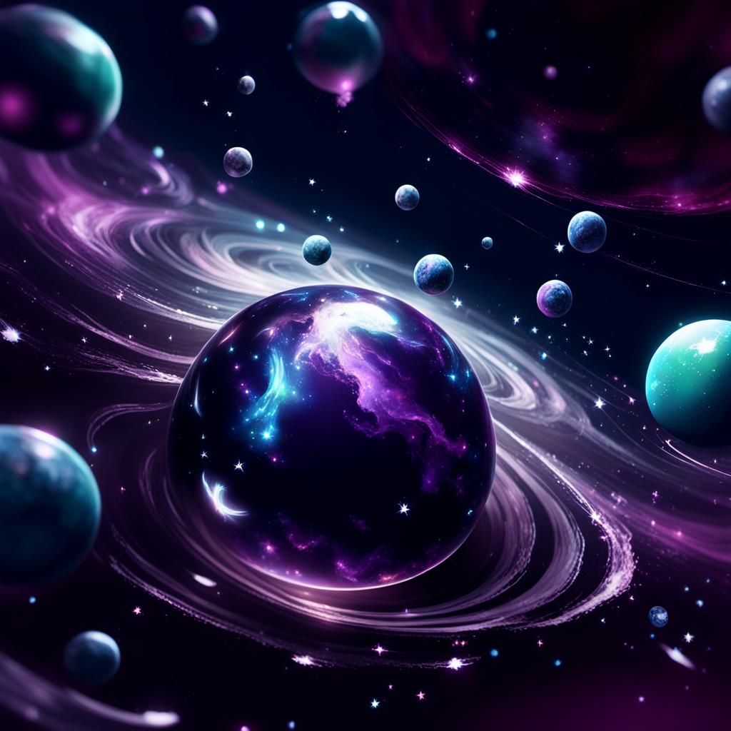 Glowing Galaxy Inside Transparent Marble