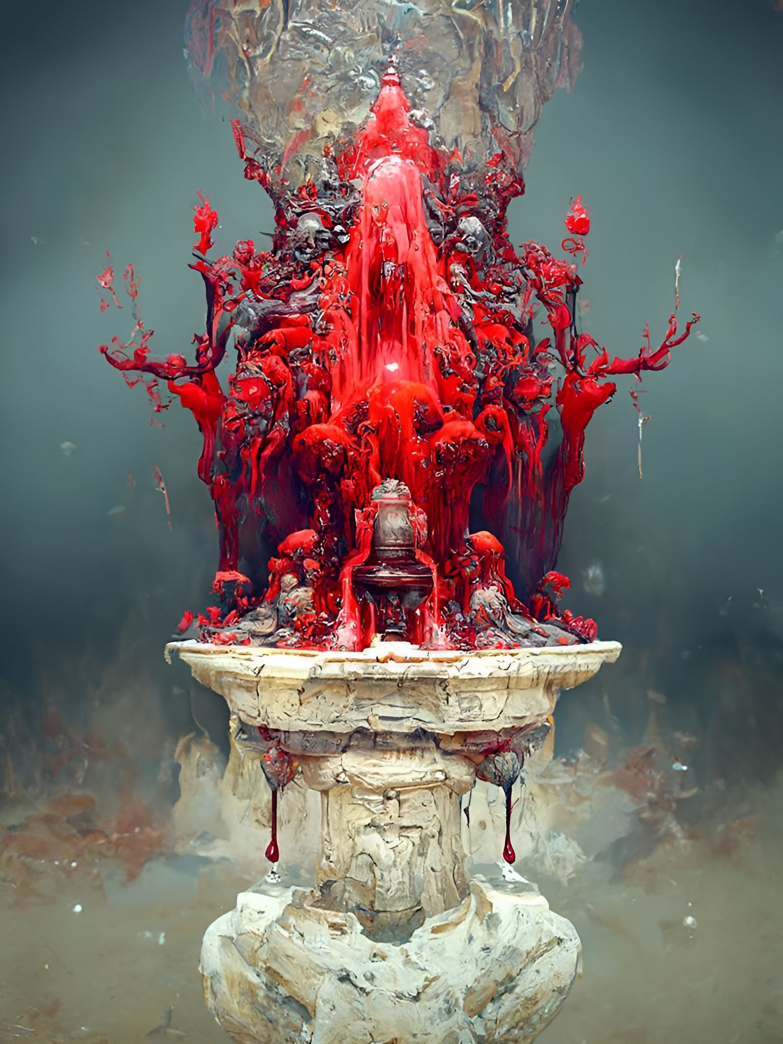 Blood Geyser Erupts from Ancient Altar