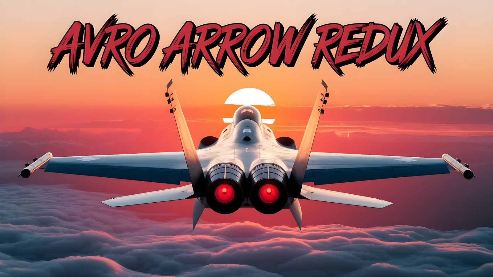 Fighter Jet Soaring Towards Sunset