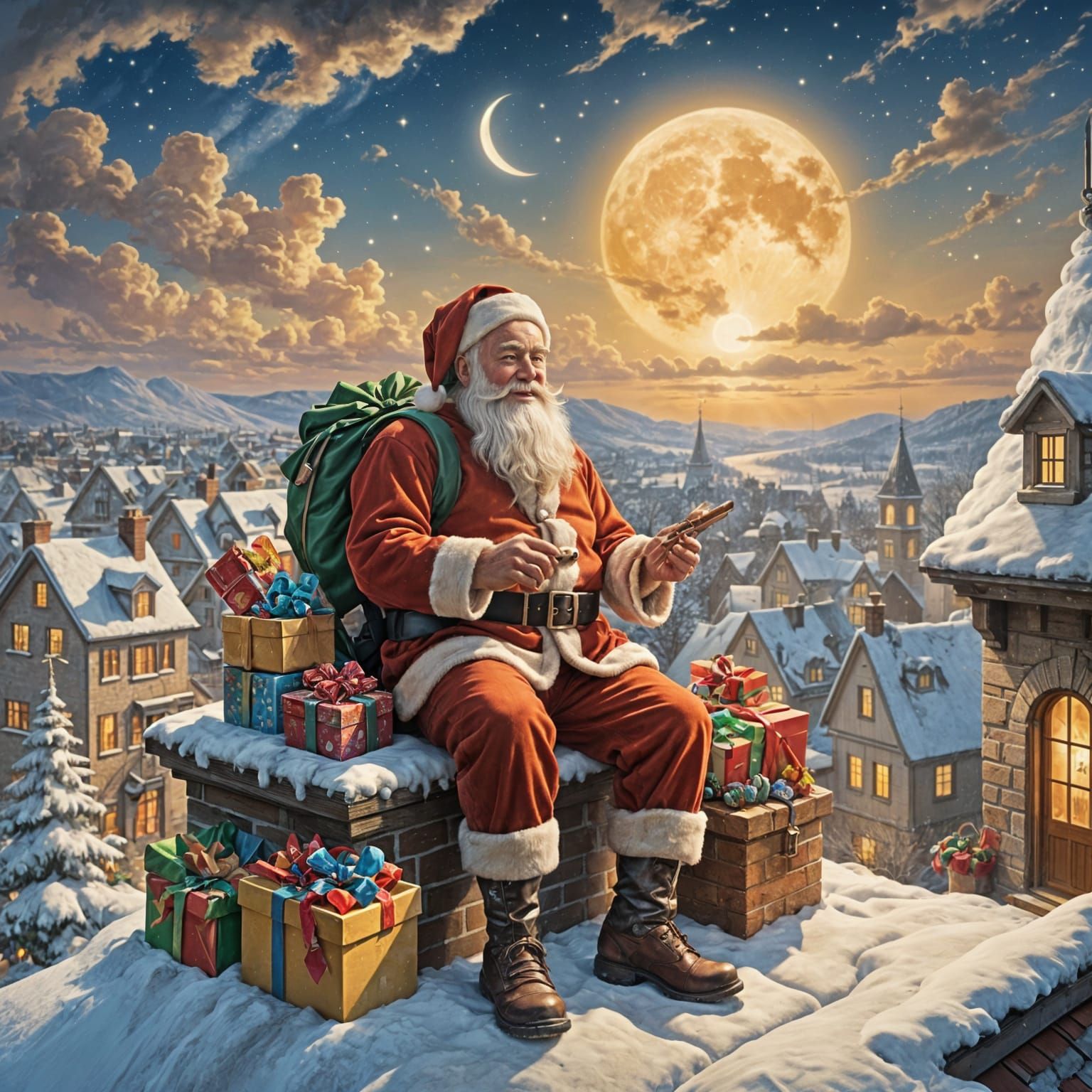 Serenely Holy Christmas Eve Nightscape