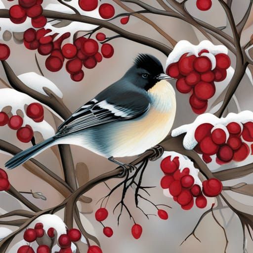 Bird Among Berries: Botanical Surrealism