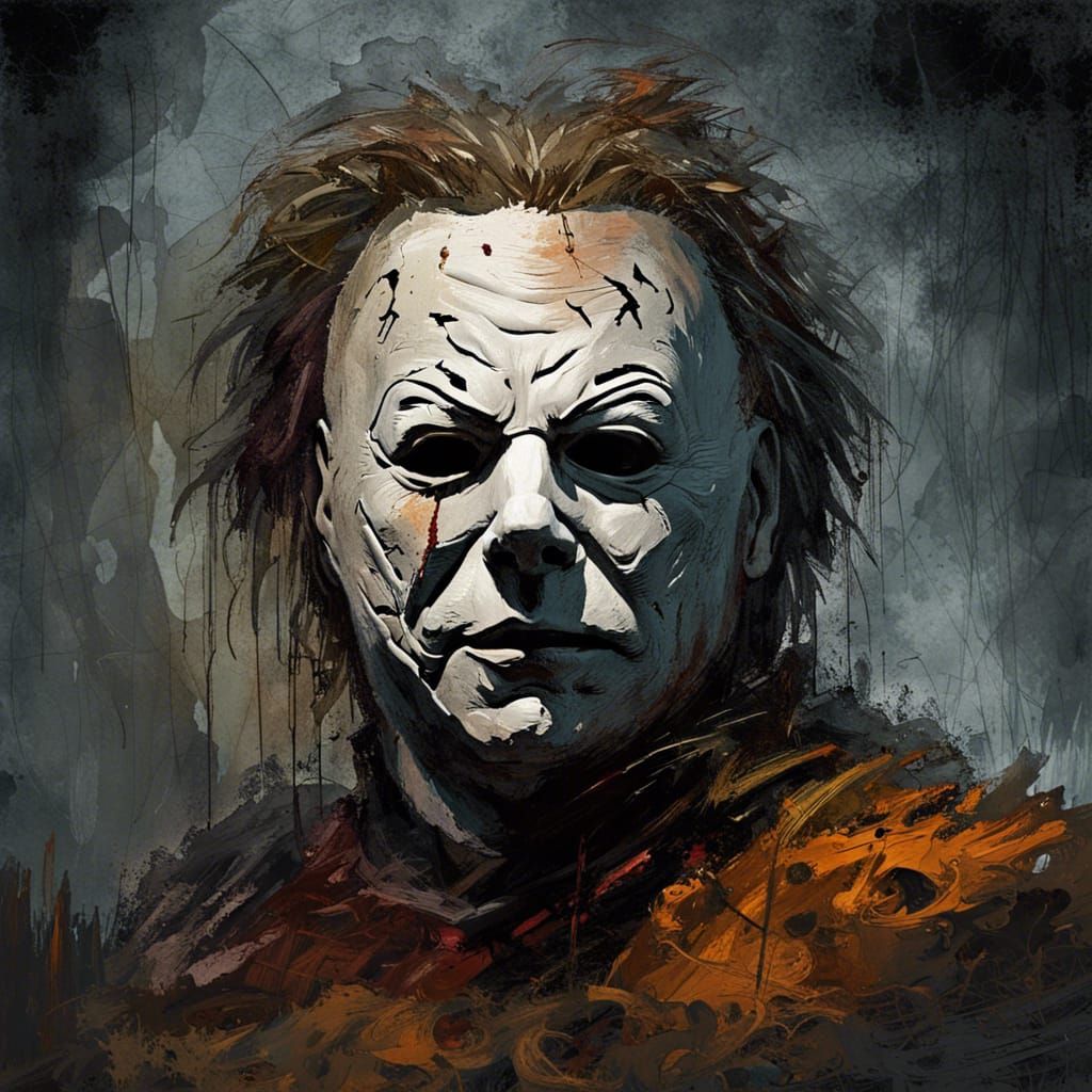 Grotesque Decaying Face in Gothic Horror Style