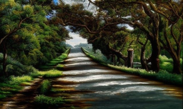 Winery at End of Dirt Road: Romanticism Painting