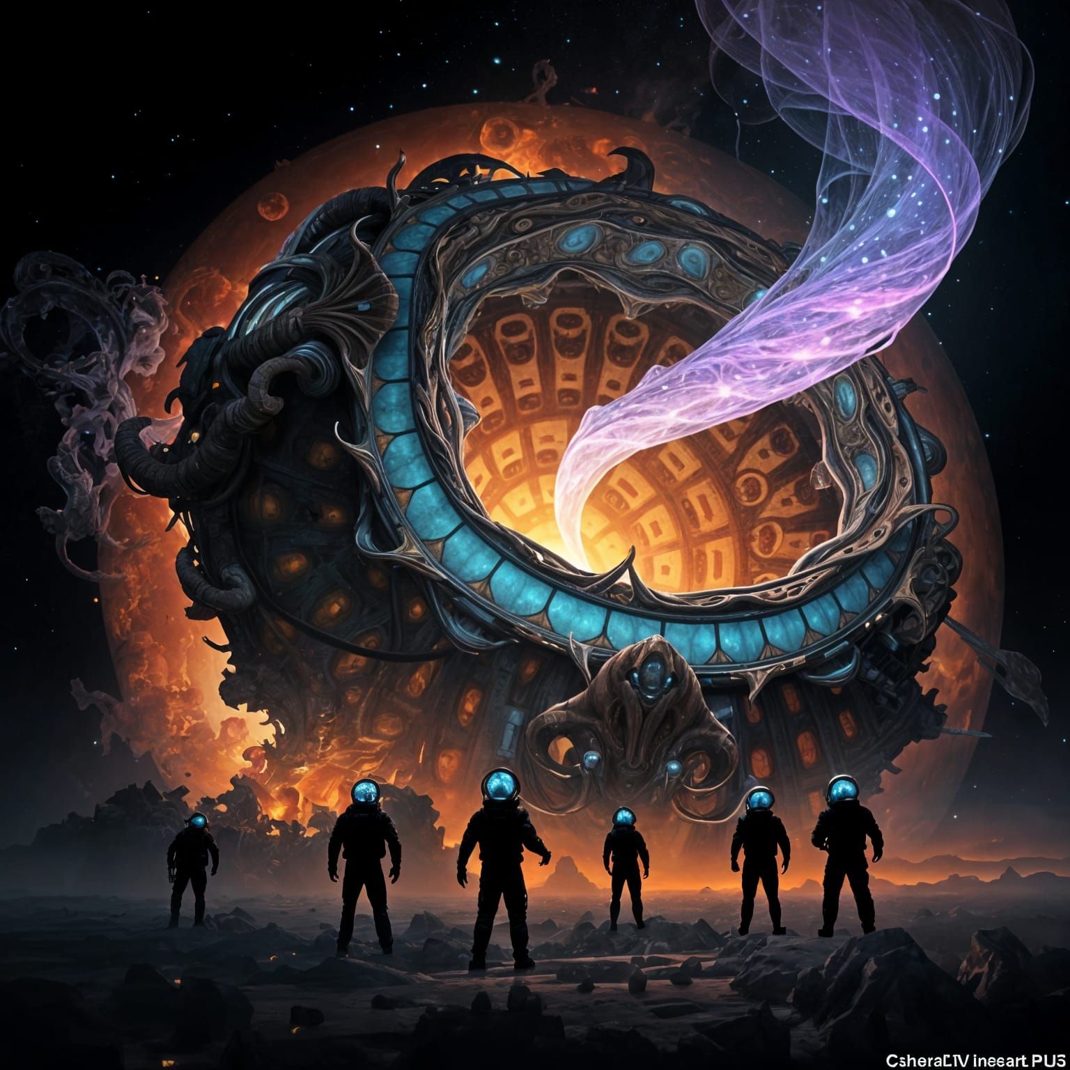 Astronaut Silhouettes Witnessing Cosmic View