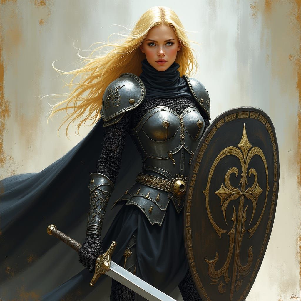 Heroic Shield Maiden in Nordic Armor