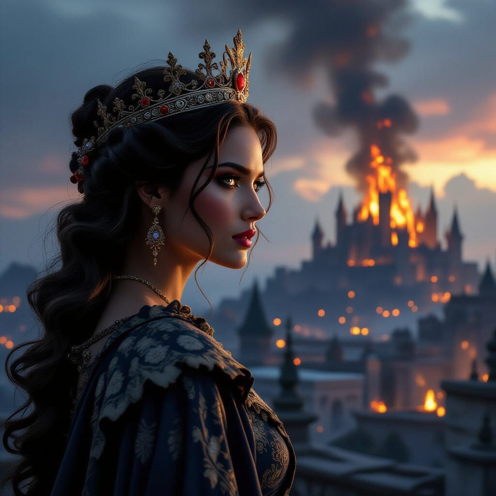 Exiled Queen Watches Her Kingdom Burn
