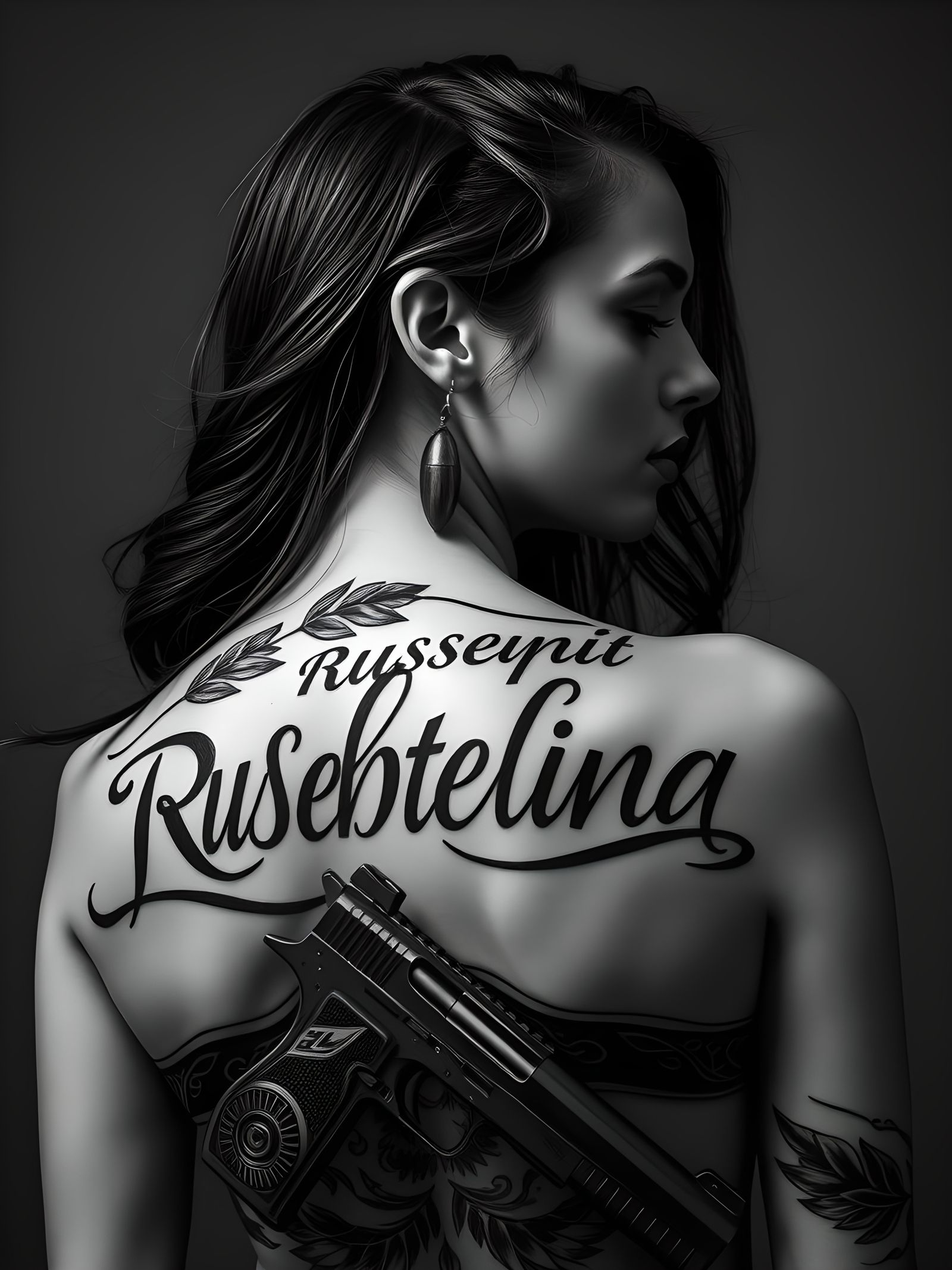 Striking Portrait of Woman with Russian Tattoo