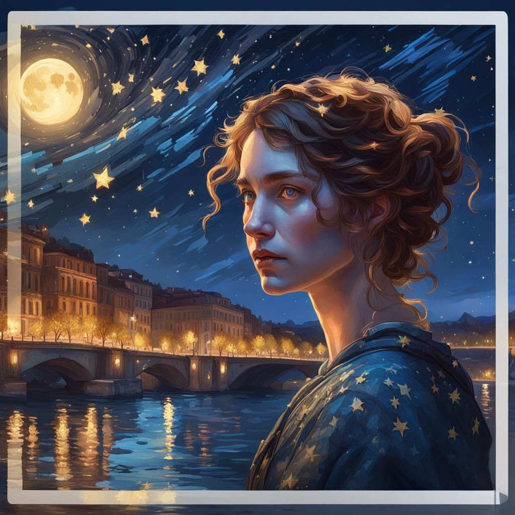 A Starry Night Over a River