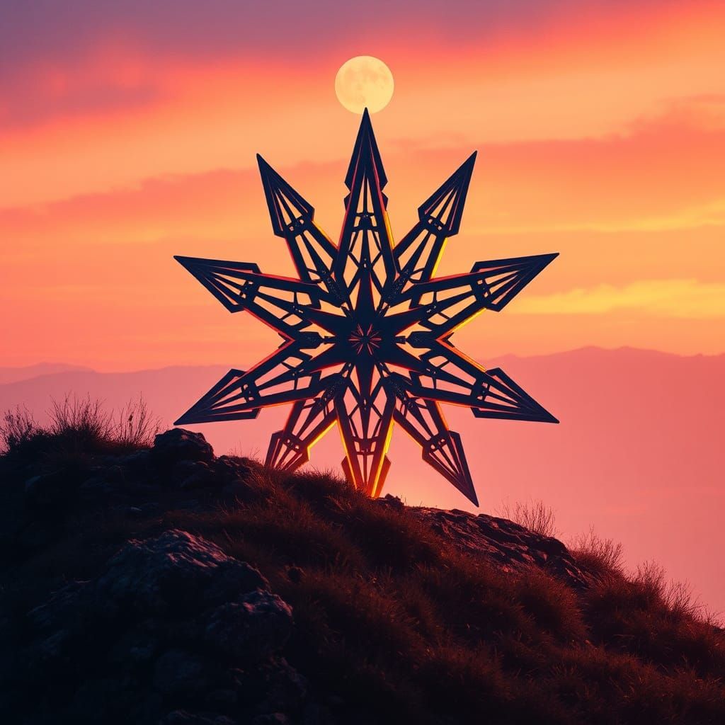 Moravian Star atop Bethlehem in Splash Art Style