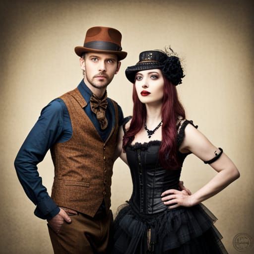 Gothic Figures with Steampunk Engine