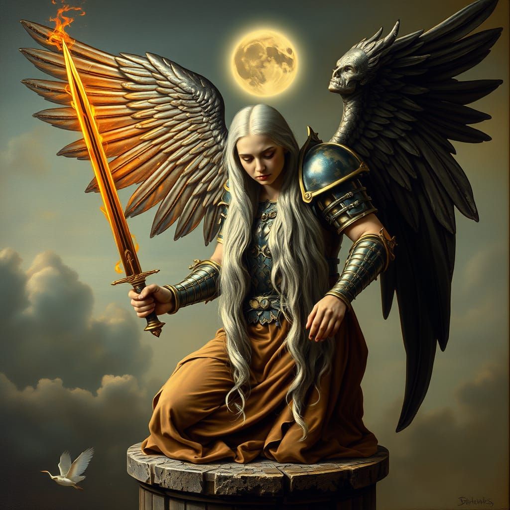 Majestic Angel Descends in 16th Century Armor