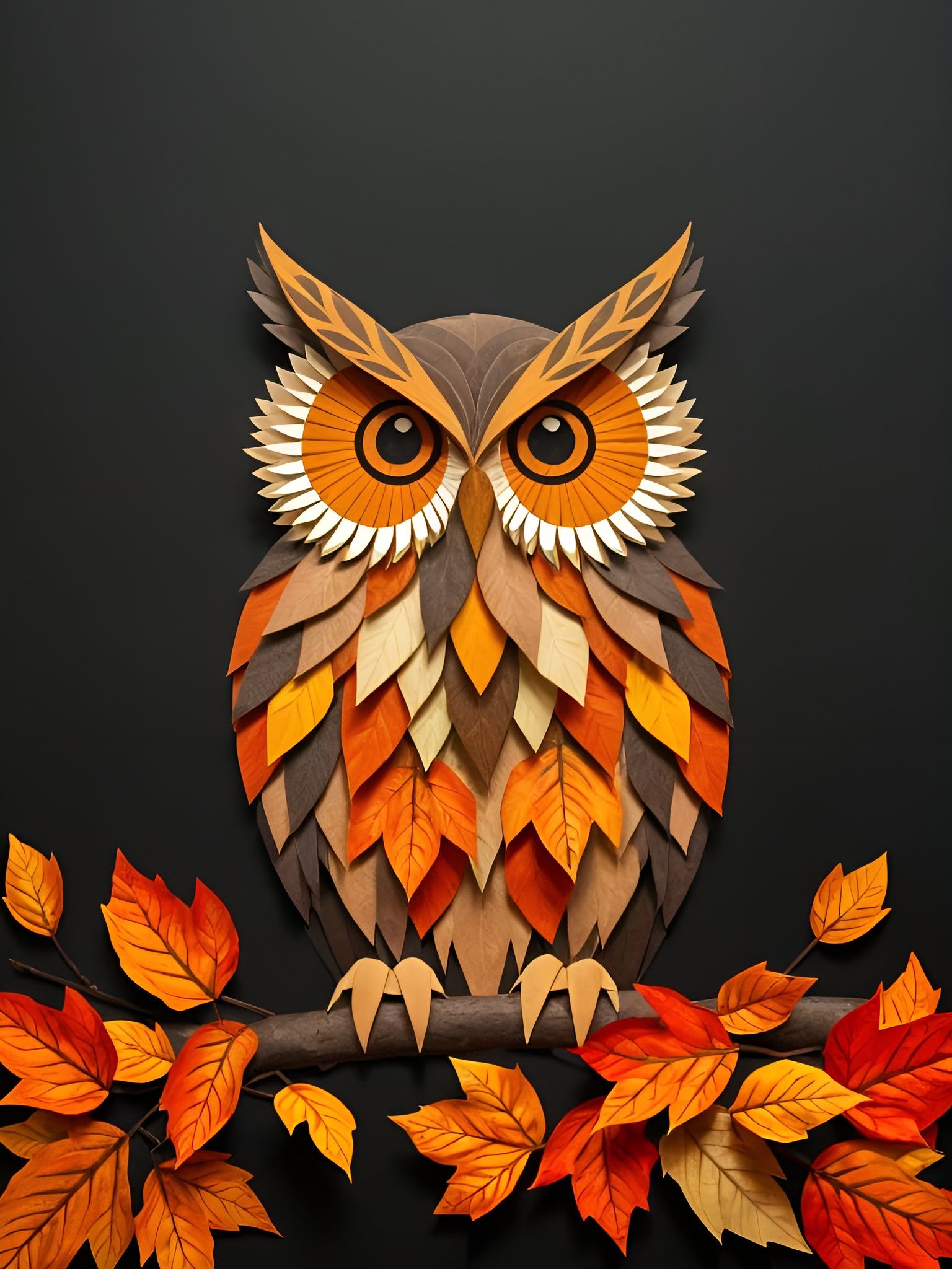 Autumn Owl Construction Paper Collage