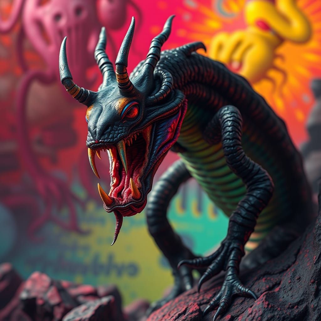 Nightmarish Serpent Demon in Dark Fantasy Style