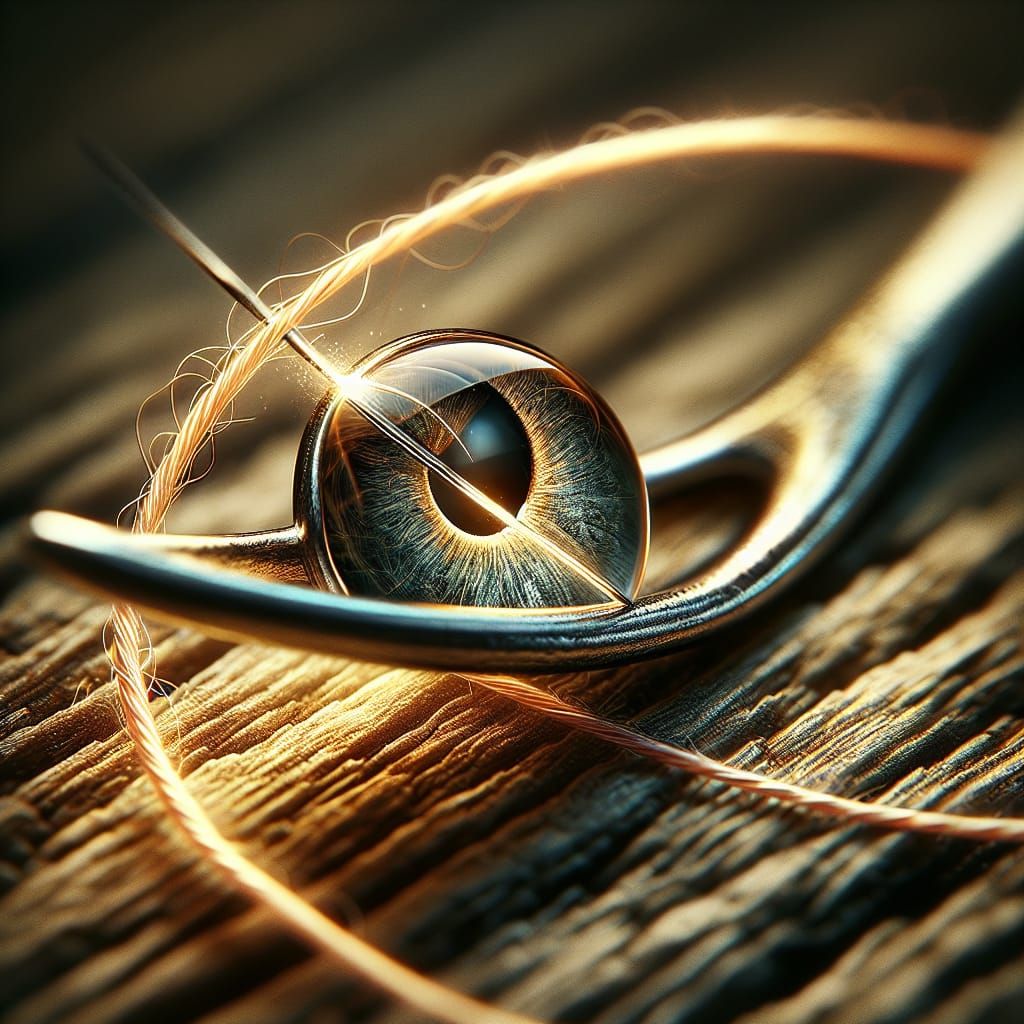 Detailed Close-Up of a Needle's Eye