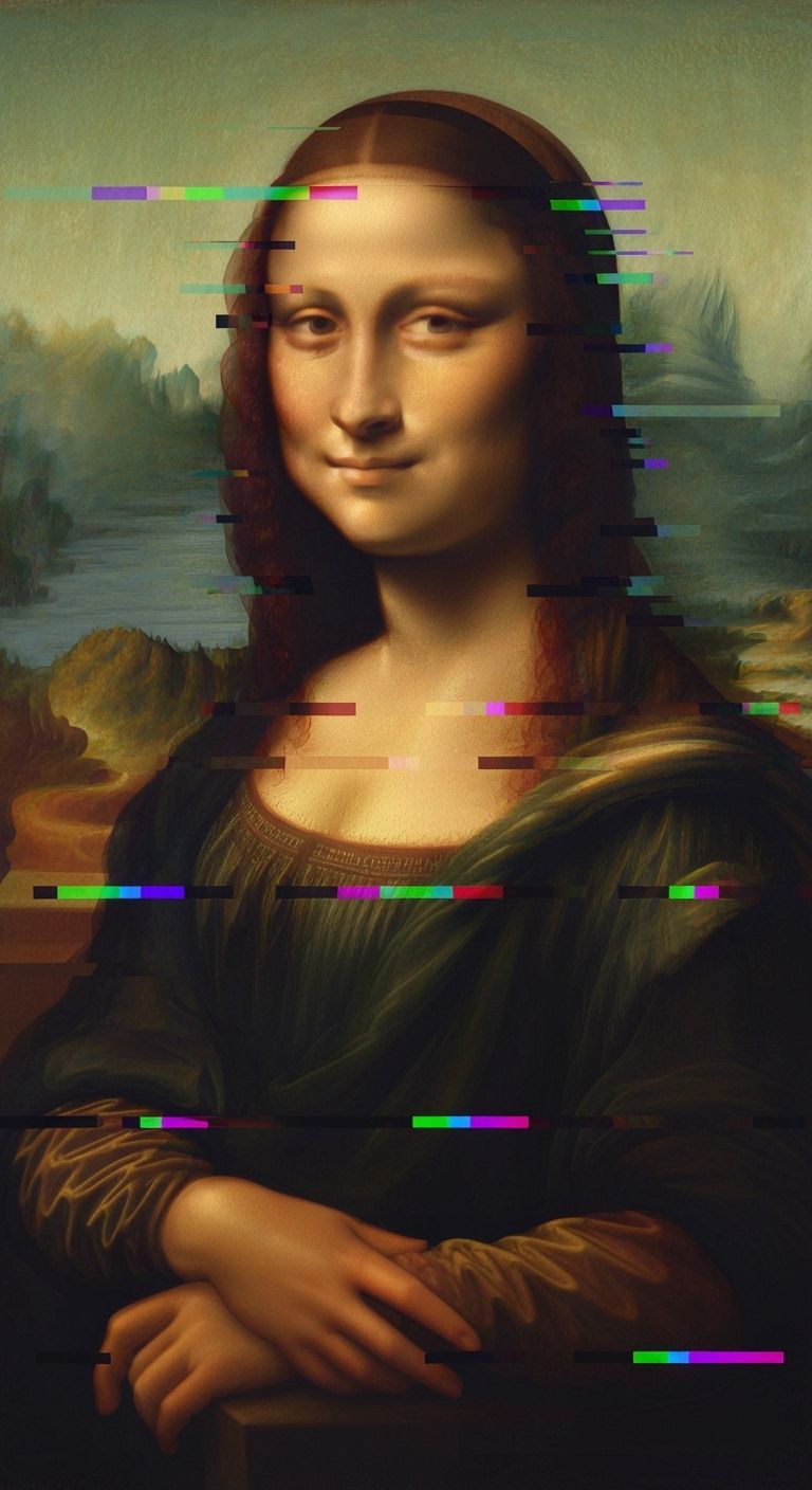 Mona Lisa with Digital Glitch Art Aesthetic