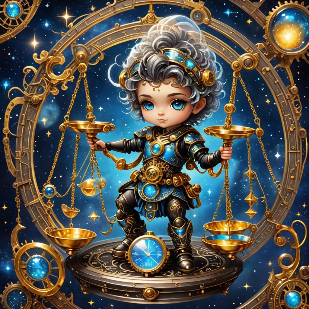 Steampunk Chibi Libra in Cosmic Constellation
