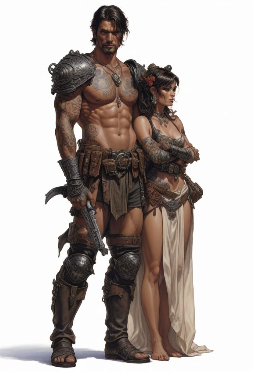 Tattooed Hedonists in Heroic Fantasy Style