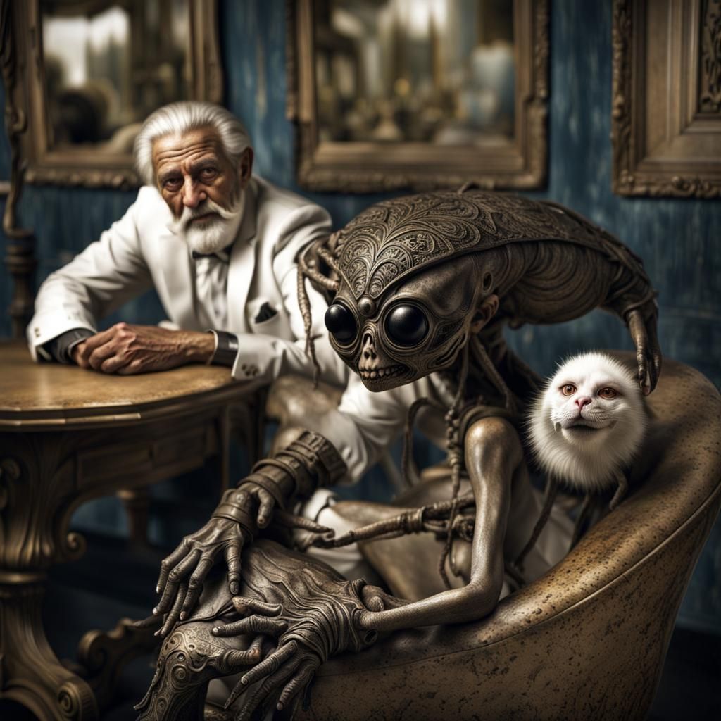 Photorealistic Aliens in Exotic Fashion, Detailed Photograph...