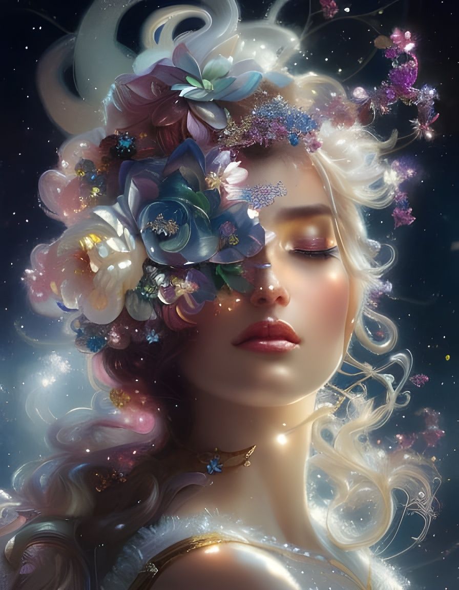 Glistening Spring Goddess in Anime Style