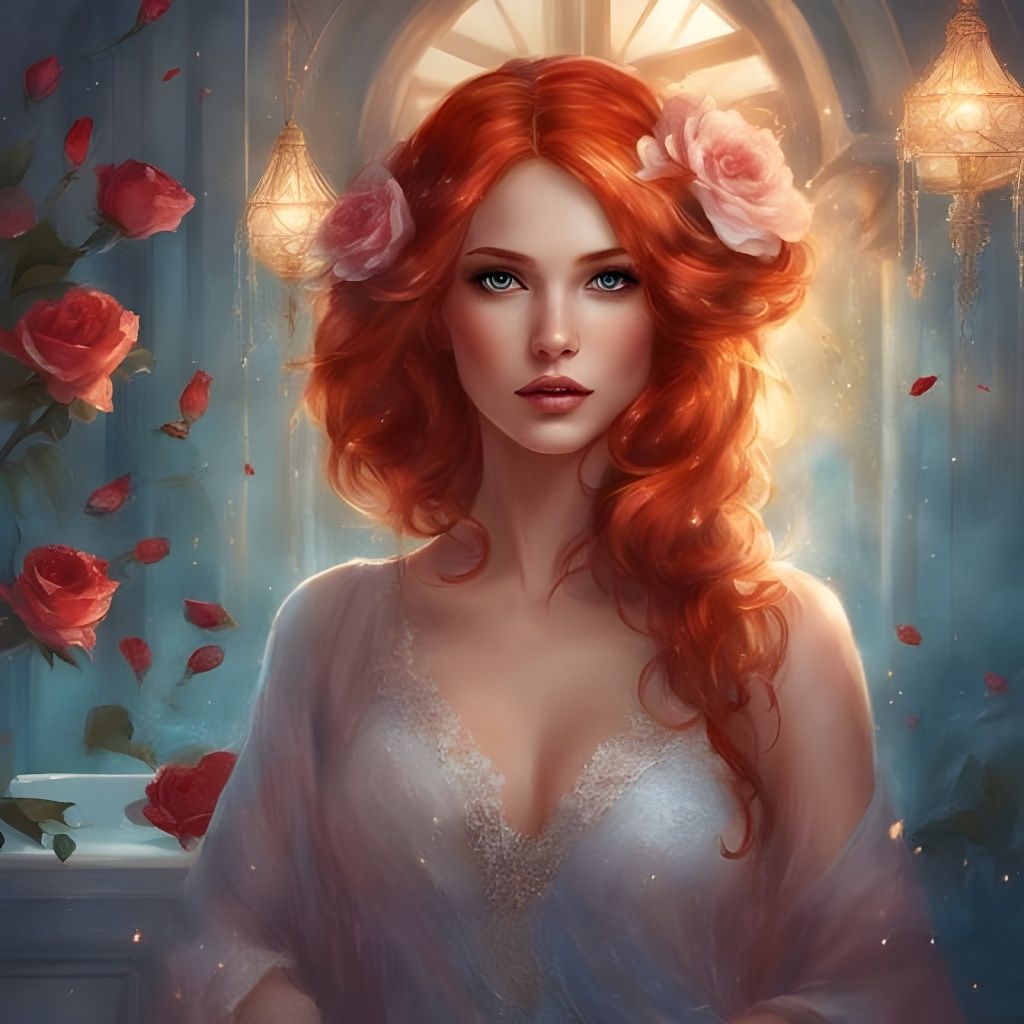 Beautiful Red-Haired Girl Portrait in Gothic Style