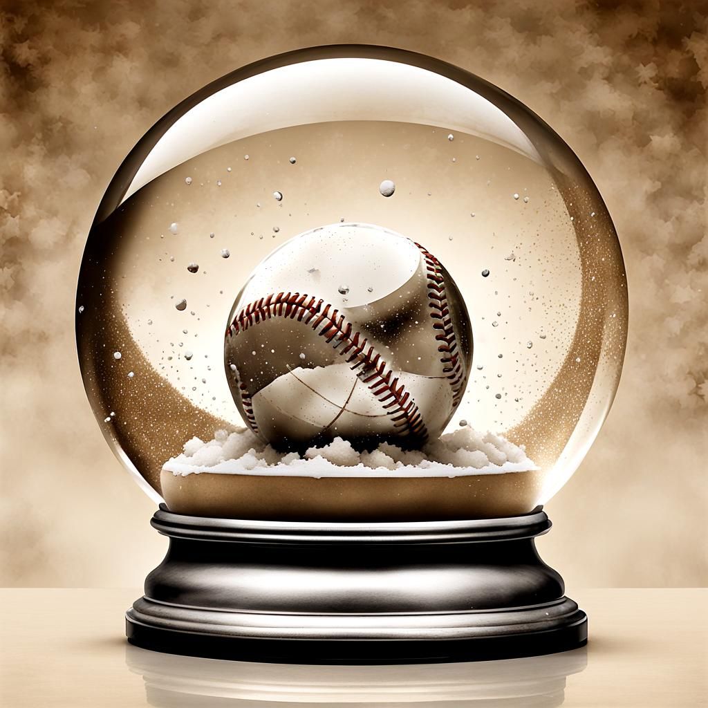 Baseball Snow Globe in Sumi-e Style