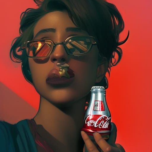 Coca Cola Communist Portrait in Artgerm Style
