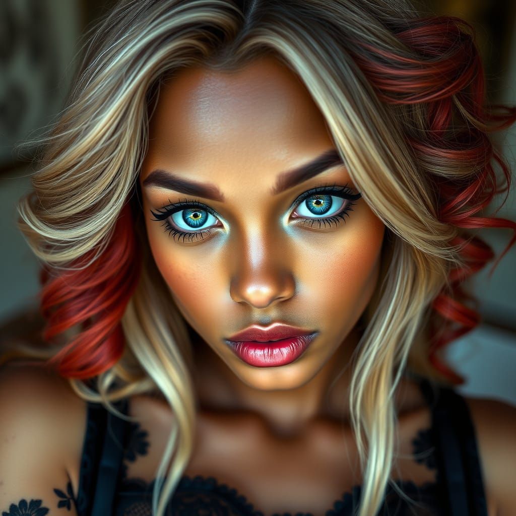 Beautiful Woman with Blonde Hair and Lace Corset