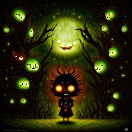 Colorful Pop-Surrealist Image of Despair and Sorrow