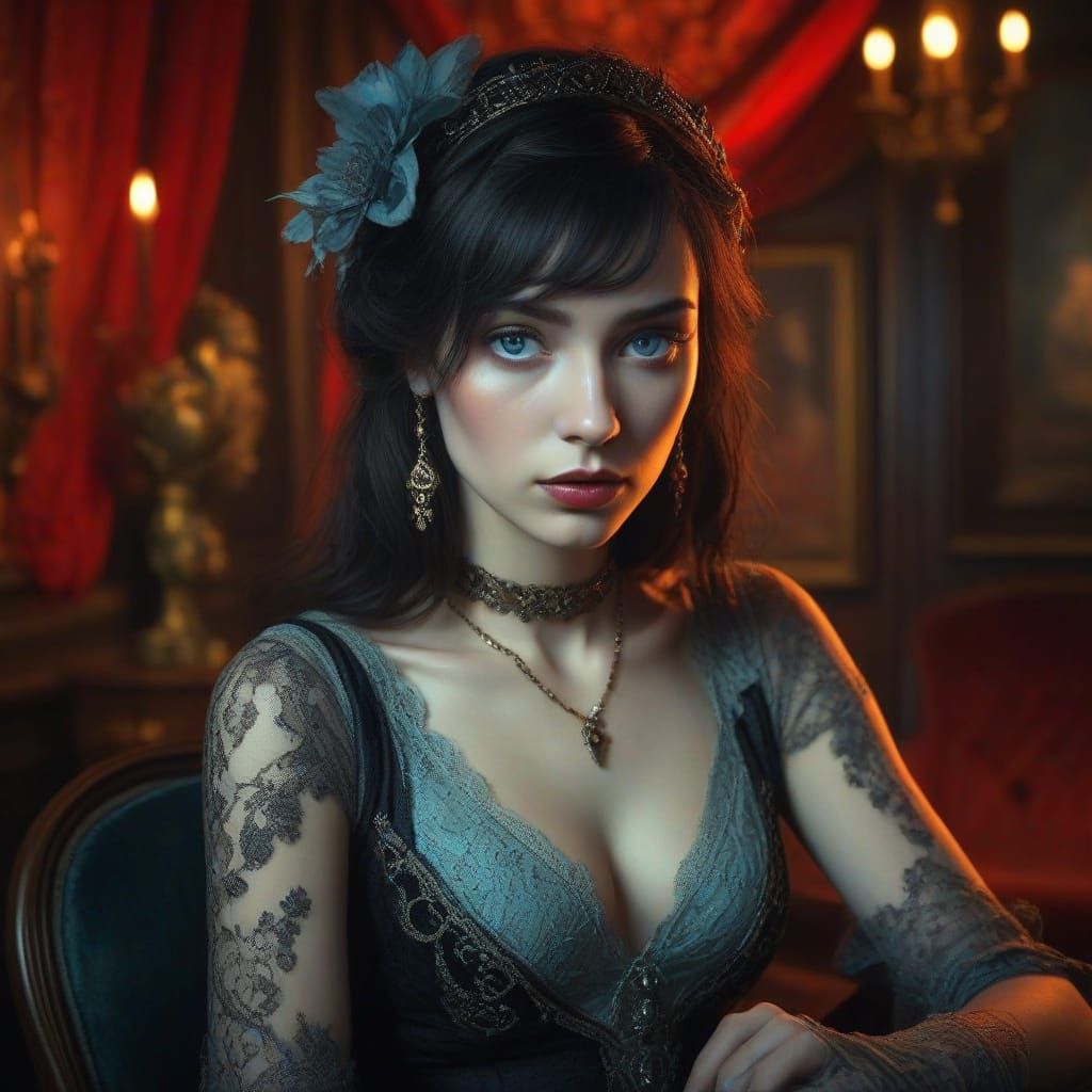 Vintage Goddess in a Mysterious Speakeasy