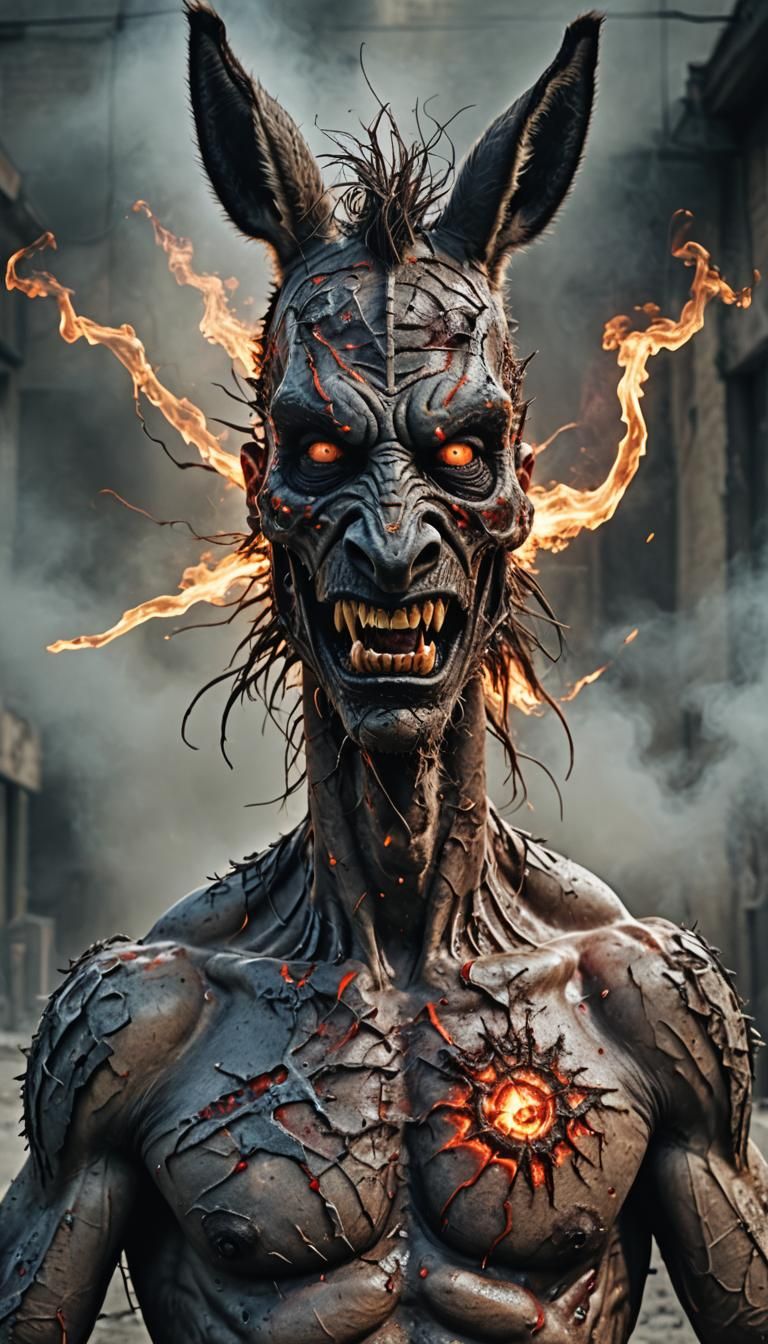 Zombie Donkey with Fractal Fire and Electricity