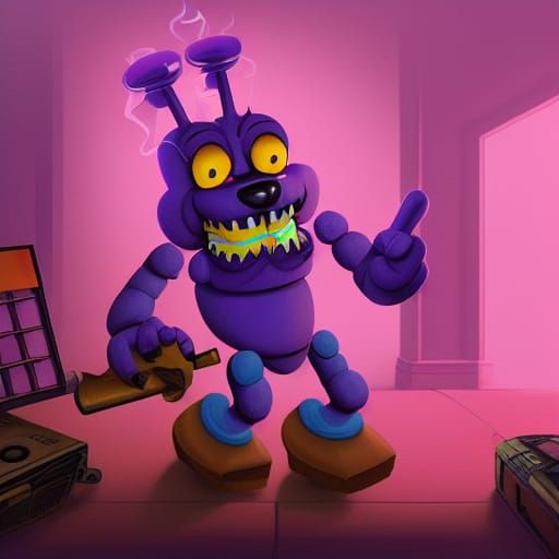 Purple Character's Relaxing Moment: A Detailed Digital Paint...