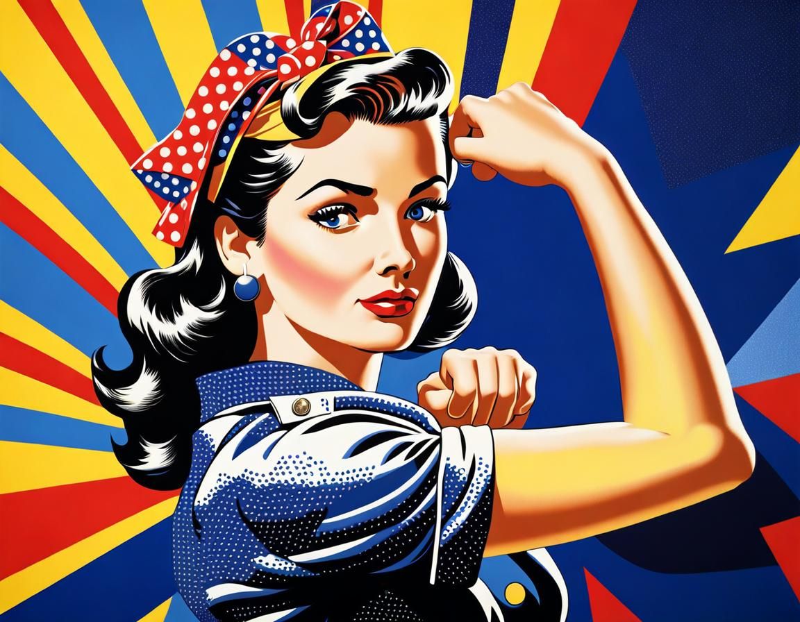 Rosie the Riveter in Pop Art Pointillism