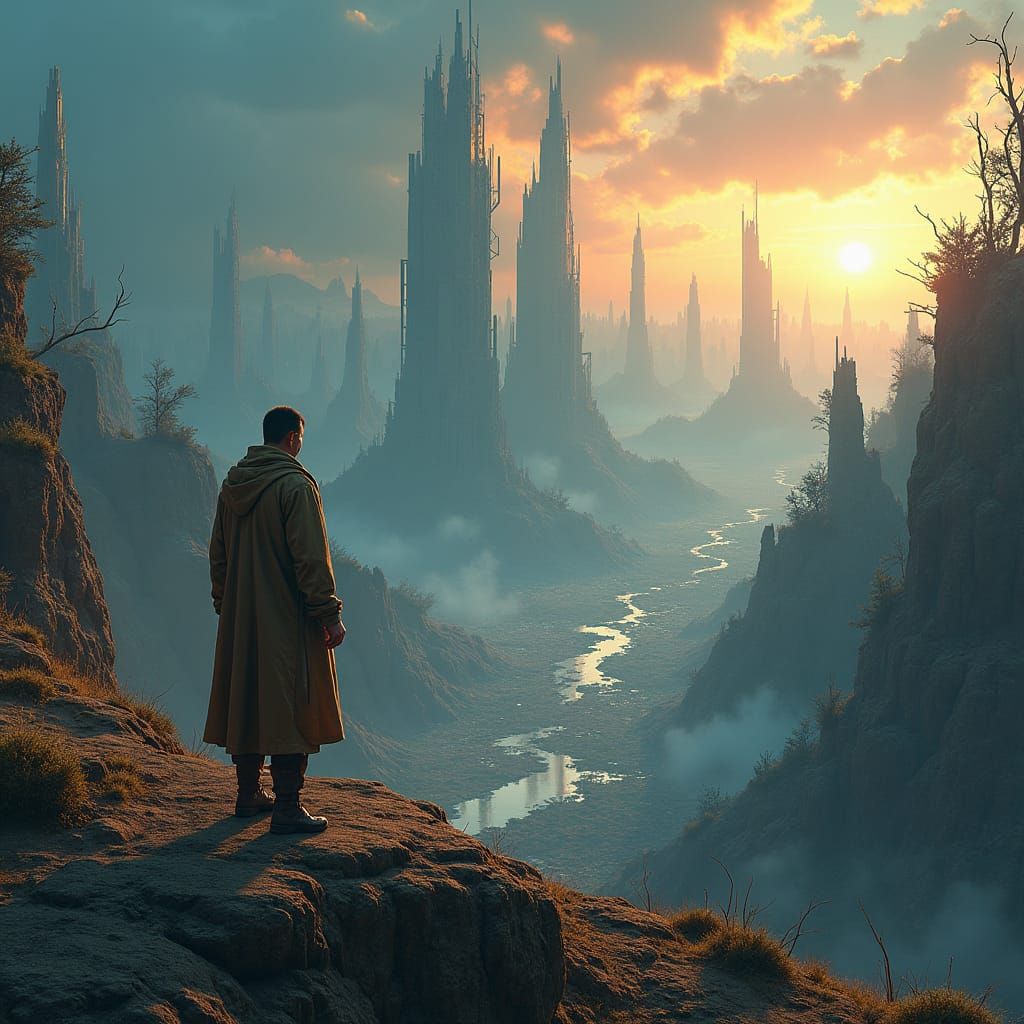 Dystopian Future: Ruined Cityscape in Digital Art Style