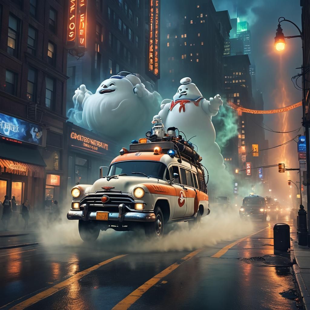 Ecto-1 in Haunted City Concept Art