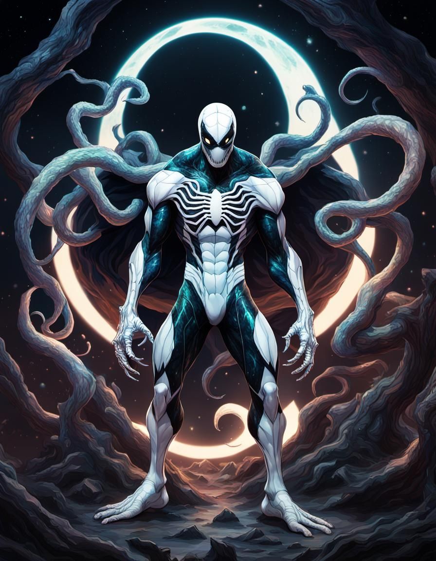 Voluptuous White Venom with Astral Cosmic Illustration
