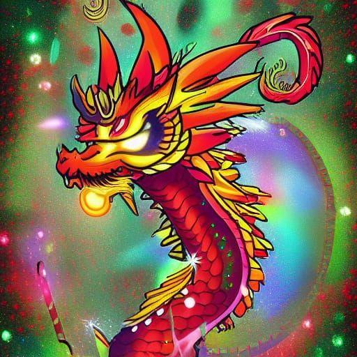 Magical Dragon, Unicorn, and Princess Christmas Eve Illustra...