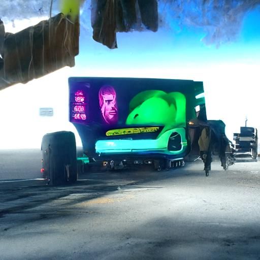 Two Trucks with Shrek in Cyberpunk 2099 Style