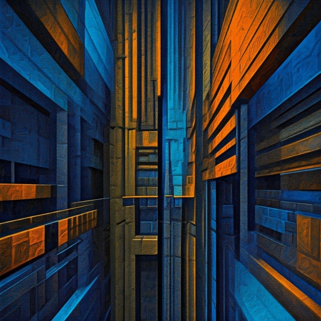 Abstract Cubist Art: Geometric Shapes in Bold Colors