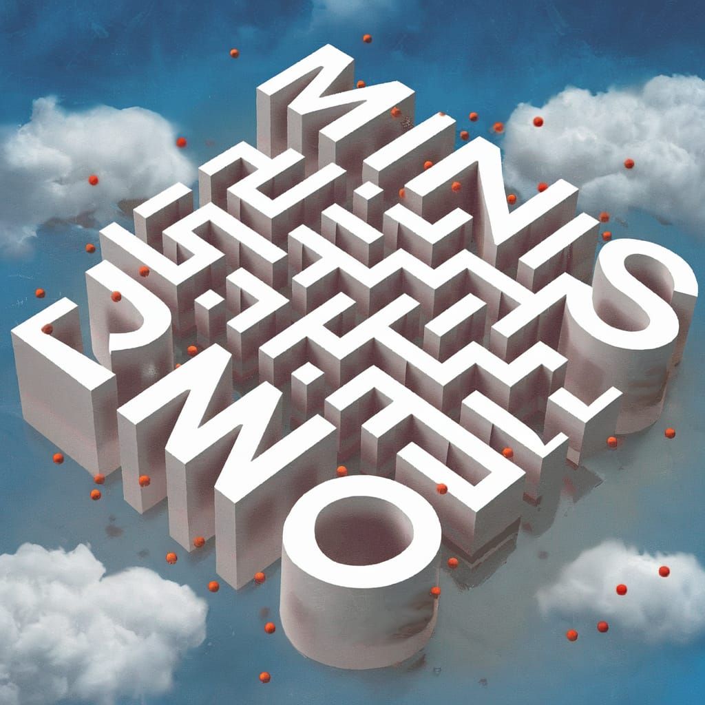 Minos Letter Maze in 3D with Blue Sky