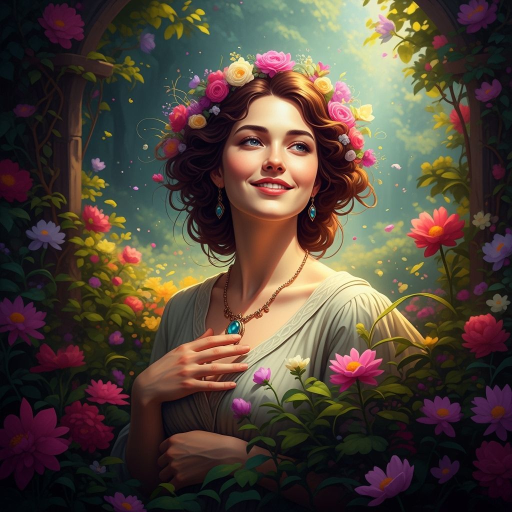 Woman in Garden Portrait in Dreamy Style
