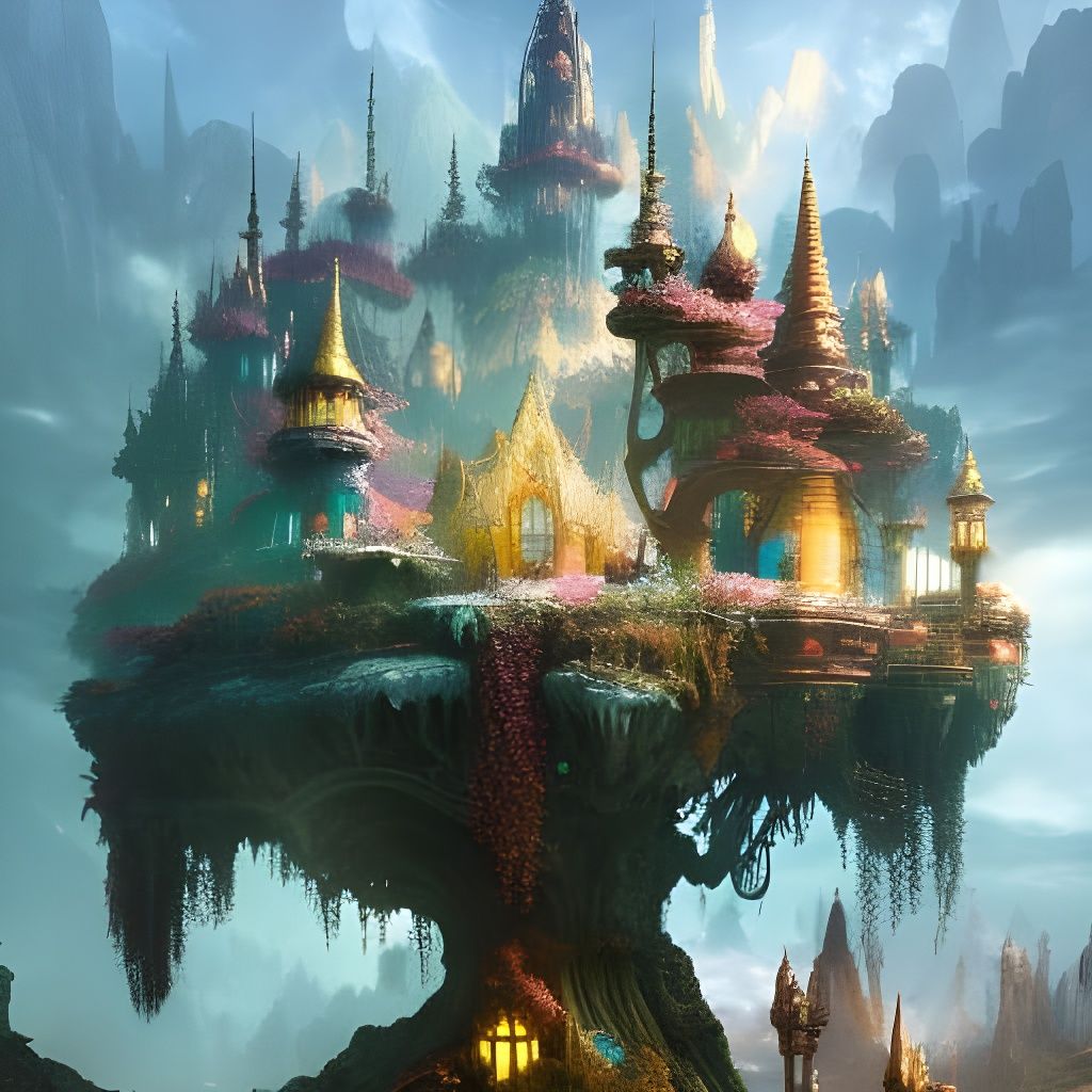 Enchanted Fairy Home in Gnarled Oak, Digital Art