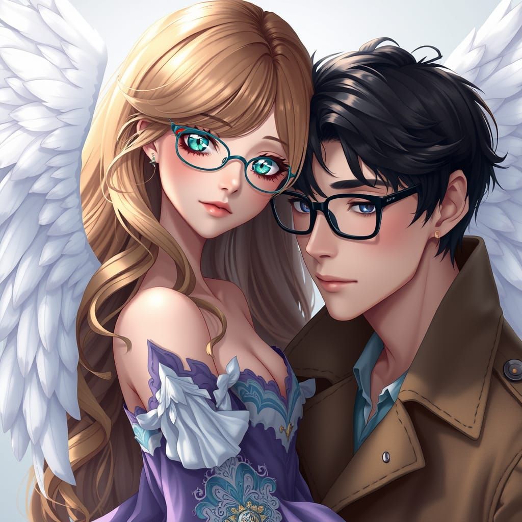 Ethereal Anime-Inspired Portrait of Intimate Connection