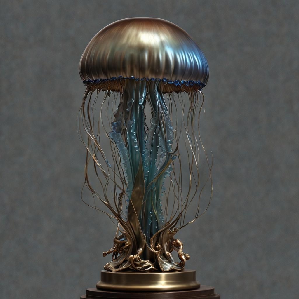 Bronze Jellyfish Sculpture in Ultra-Definition