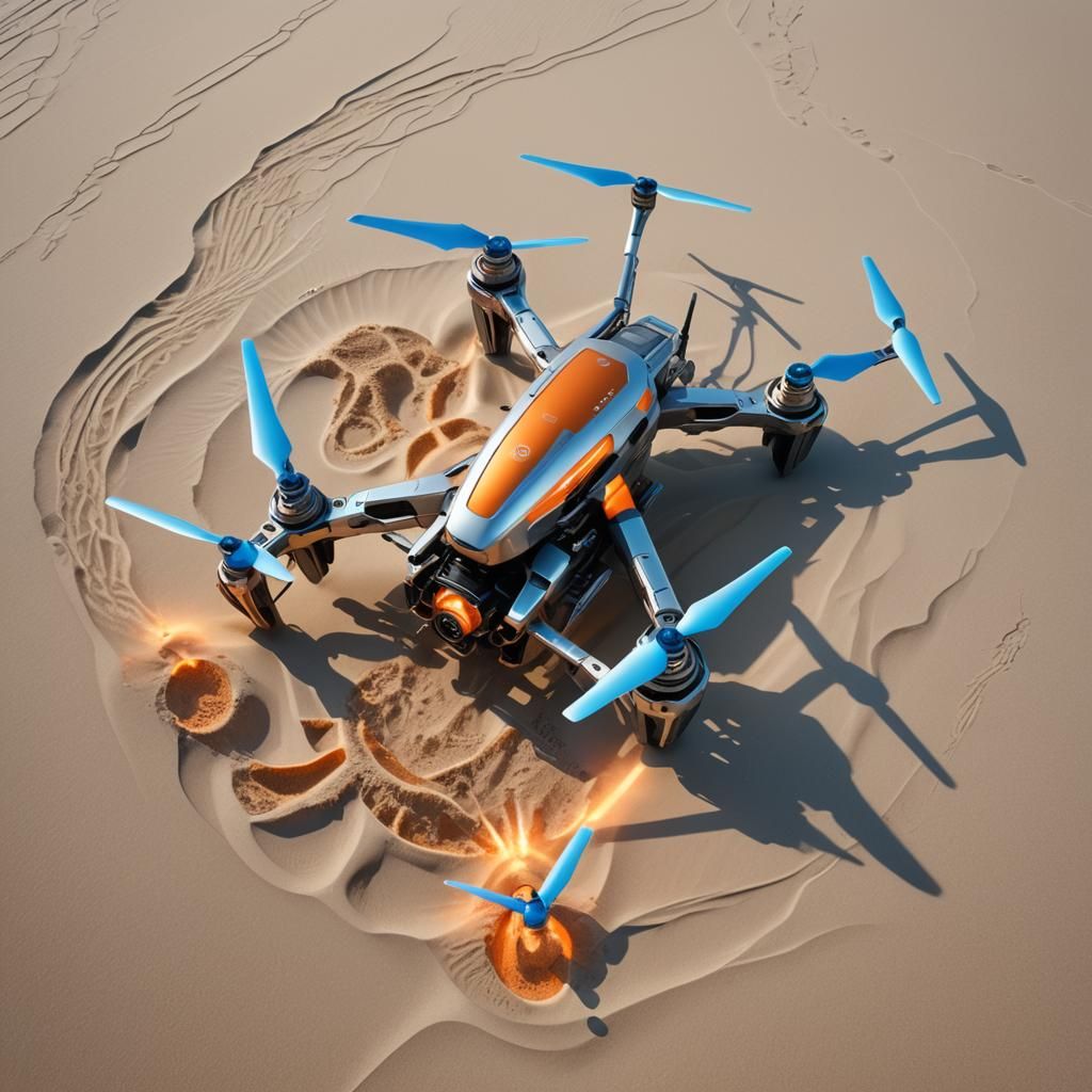 Futuristic Silver and Orange Drone Concept Art