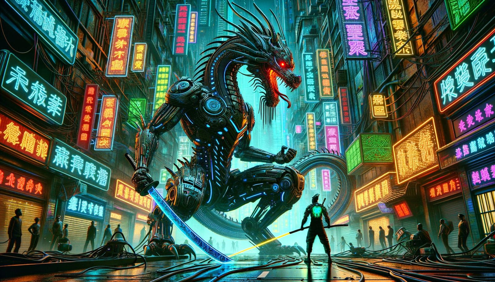 Cyber-Dragon Samurai: Futuristic Mechanical Beast Confronts ...