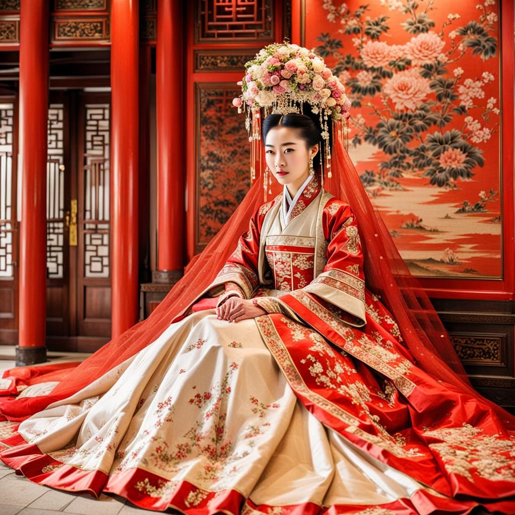 Chinese Bride in 18th Century Wedding Dress