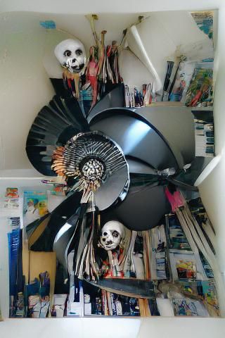 Hyperrealistic Maximalist Skeleton Fan with Metal Fixtures