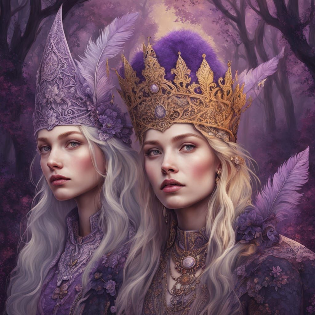 Ornate Witch Hats in Misty Magical Forest