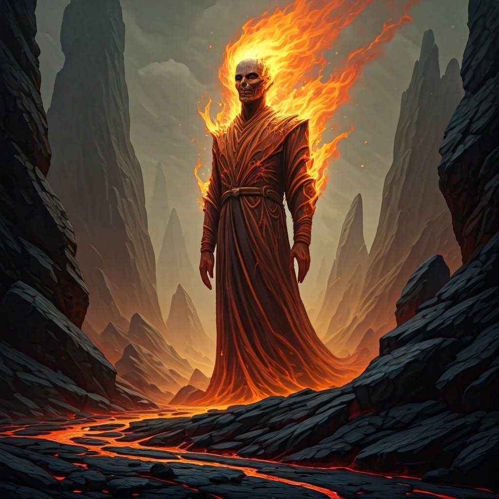 Mystifying Lava Figure in Gothic Surrealism Style